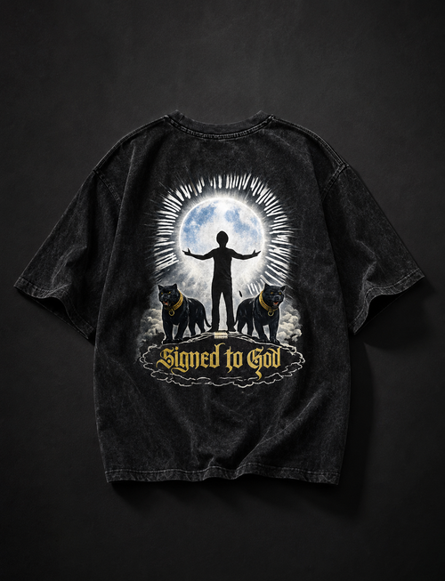 Acid Wash Signed To God Tshirt