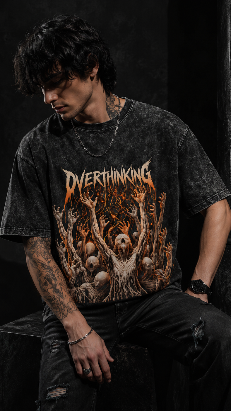 Acid wash overthinking T-shirt