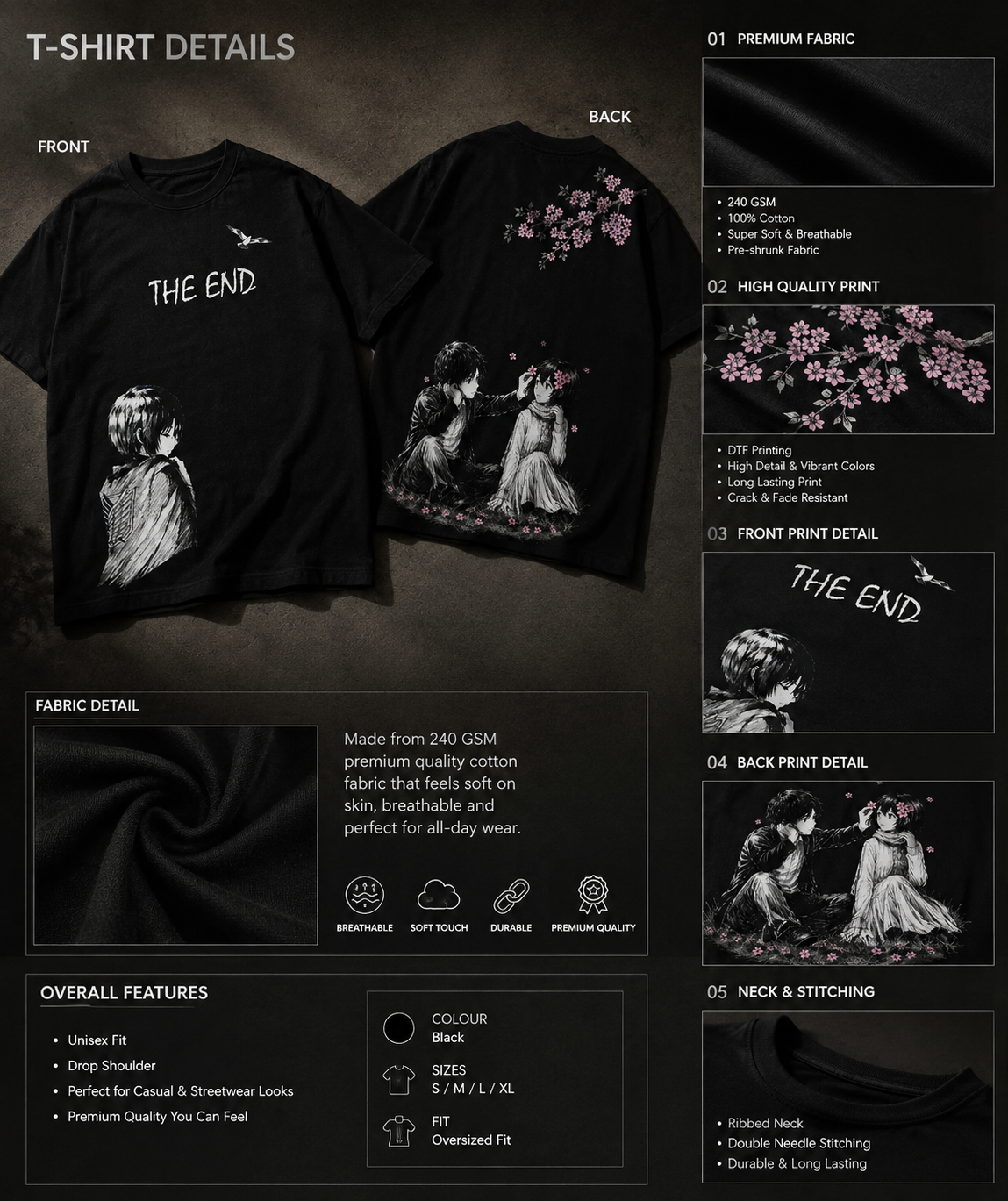 THE END — Eren × Mikasa Graphic T-Shirt
